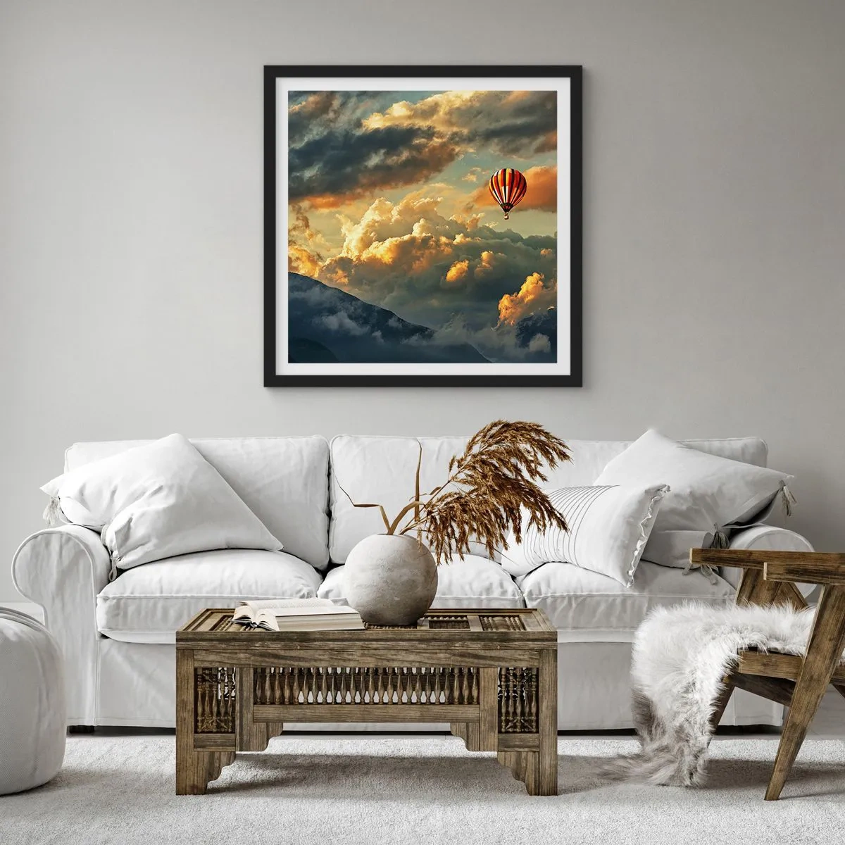 Pôster com moldura preta - Eu voo porque sou livre - 60x60 cm