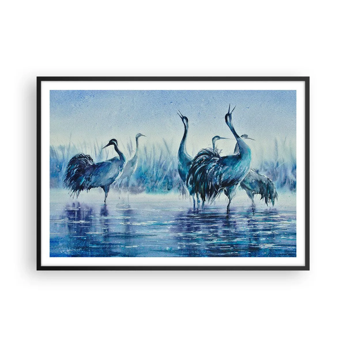 Pôster com moldura preta - Reunião matinal - 100x70 cm