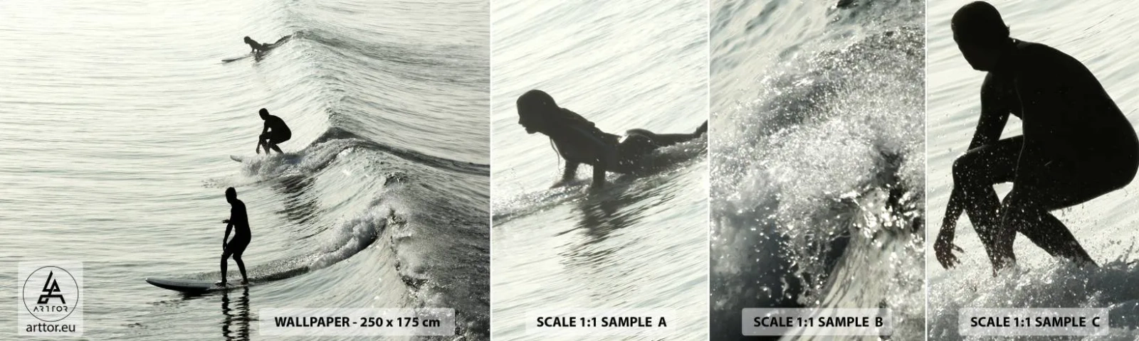 Amostra de Papel de Parede Standard Eco - Para conhecer a onda - Surfar, Esporte, oceano - 100x30 cm
