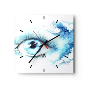 Relógio de parede - Relógio em vidro - Mergulho no olhar azul - 40x40 cm