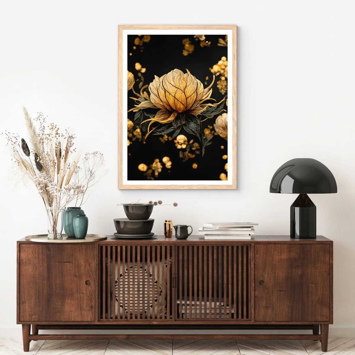 Pôster com moldura de carvalho claro - Fragilidade sutil - 70x100 cm