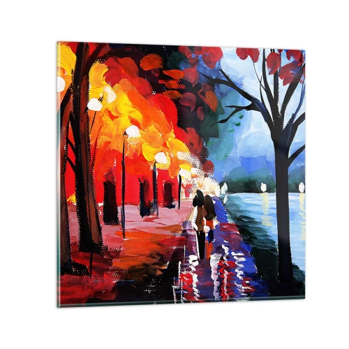 Quadro em vidro - Outono ardente no parque - 30x30 cm