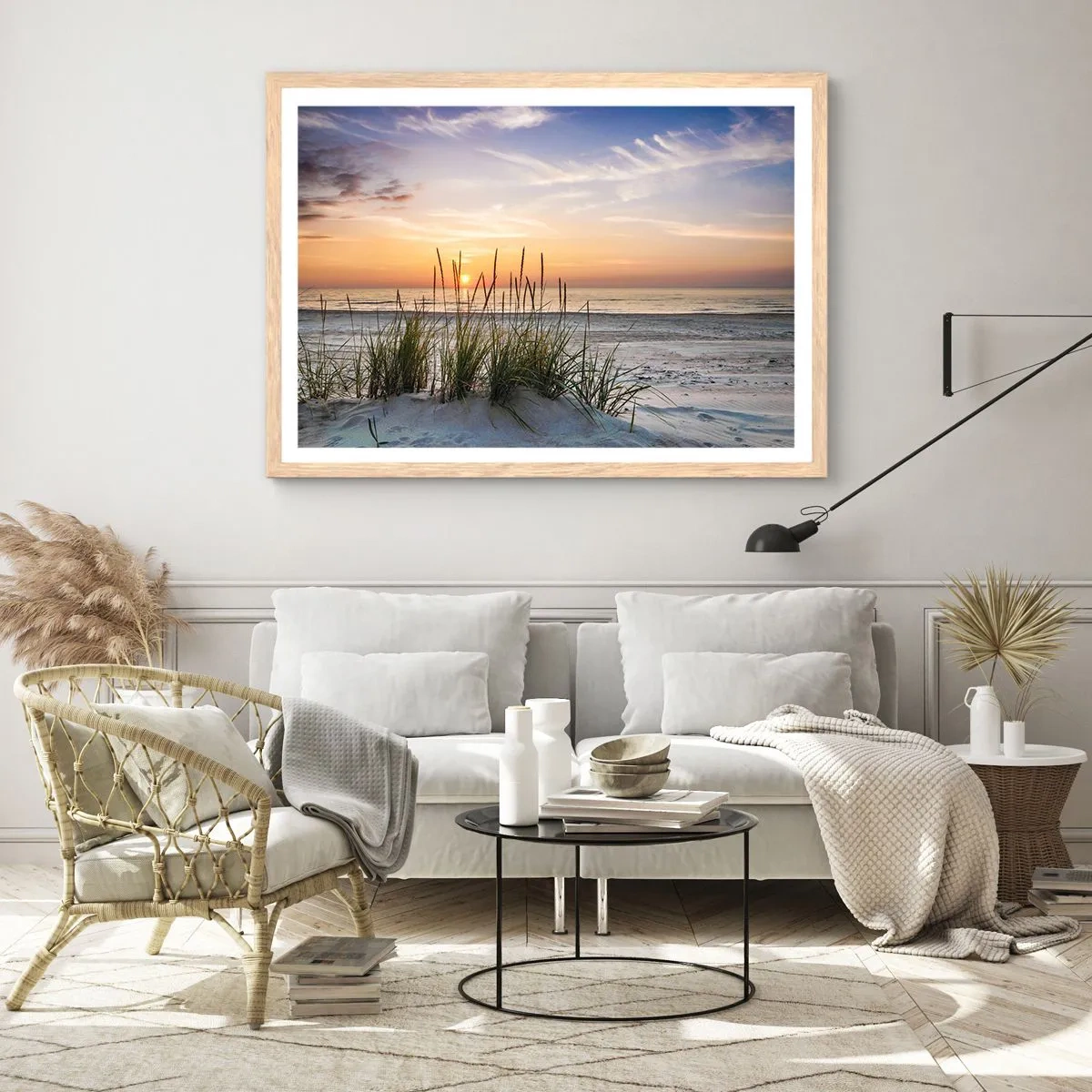 Pôster com moldura de carvalho claro - Olhe, pense, sinta - 40x30 cm