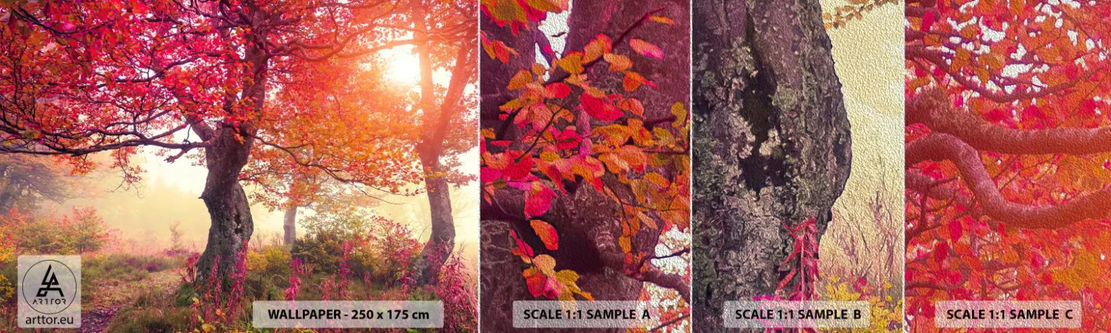 Amostra de papel de parede Premium Sand - Um frenesi de florescimento - Paisagem, Parque, Flores - 100x30 cm