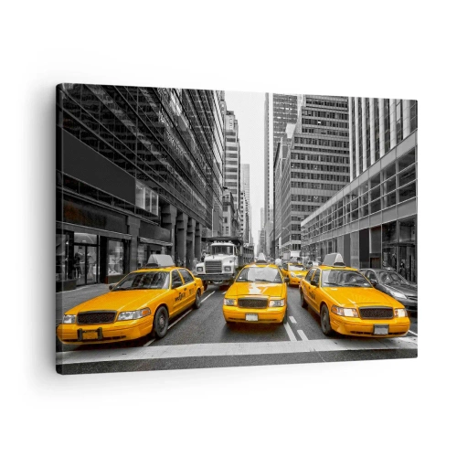 Quadro em tela - Táxis amarelos nas ruas de Nova York - 70x50cm - Somos a cor da cidade - Decoração de parede moderna para a sala de estar e quarto ARTTOR