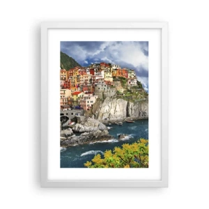 Pôster em moldura branca - Um aglomerado nas rochas - 30x40 cm