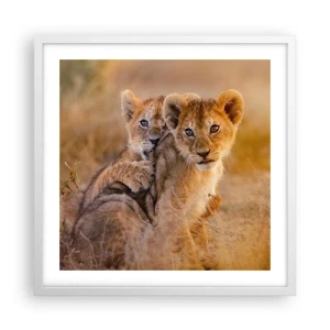 Pôster em moldura branca - Não perturbe! Estamos a divertir-nos - 50x50 cm