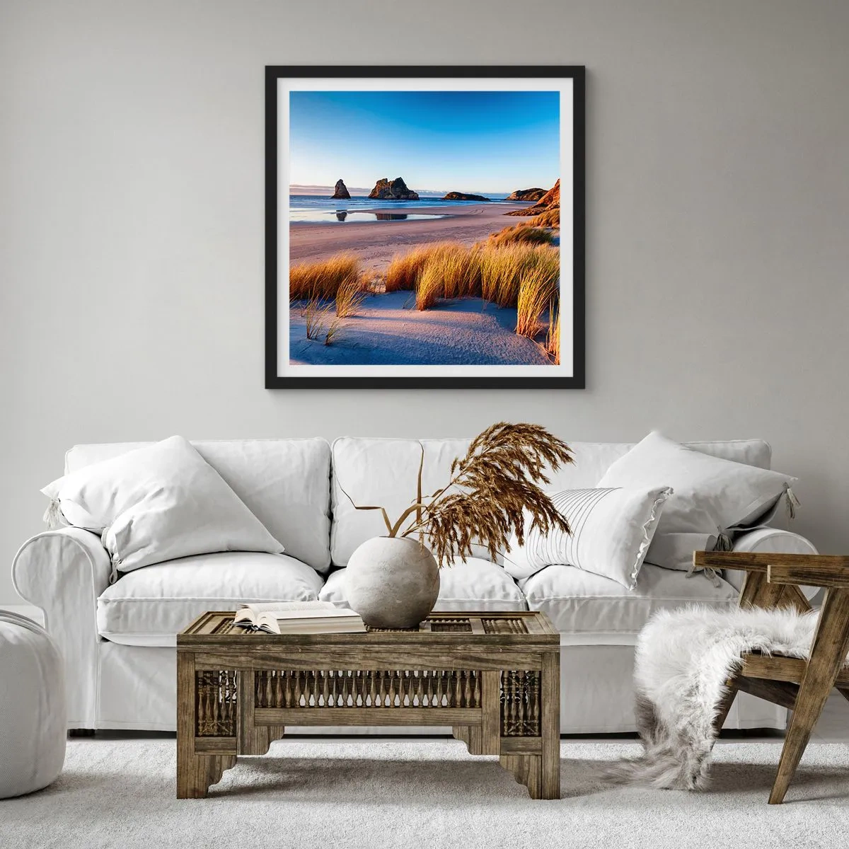 Pôster com moldura preta - Para quem busca a paz - 30x30 cm