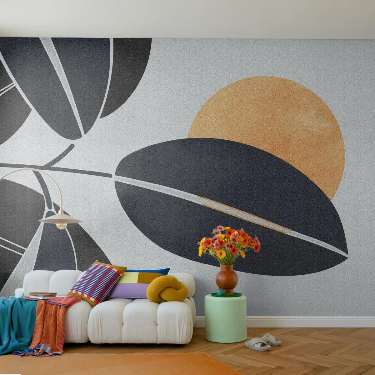 Papel de Parede Autocolante Deluxe Sticker - Um dia quente de verão - Botânica, Folhas, Minimalismo - 400x280 cm