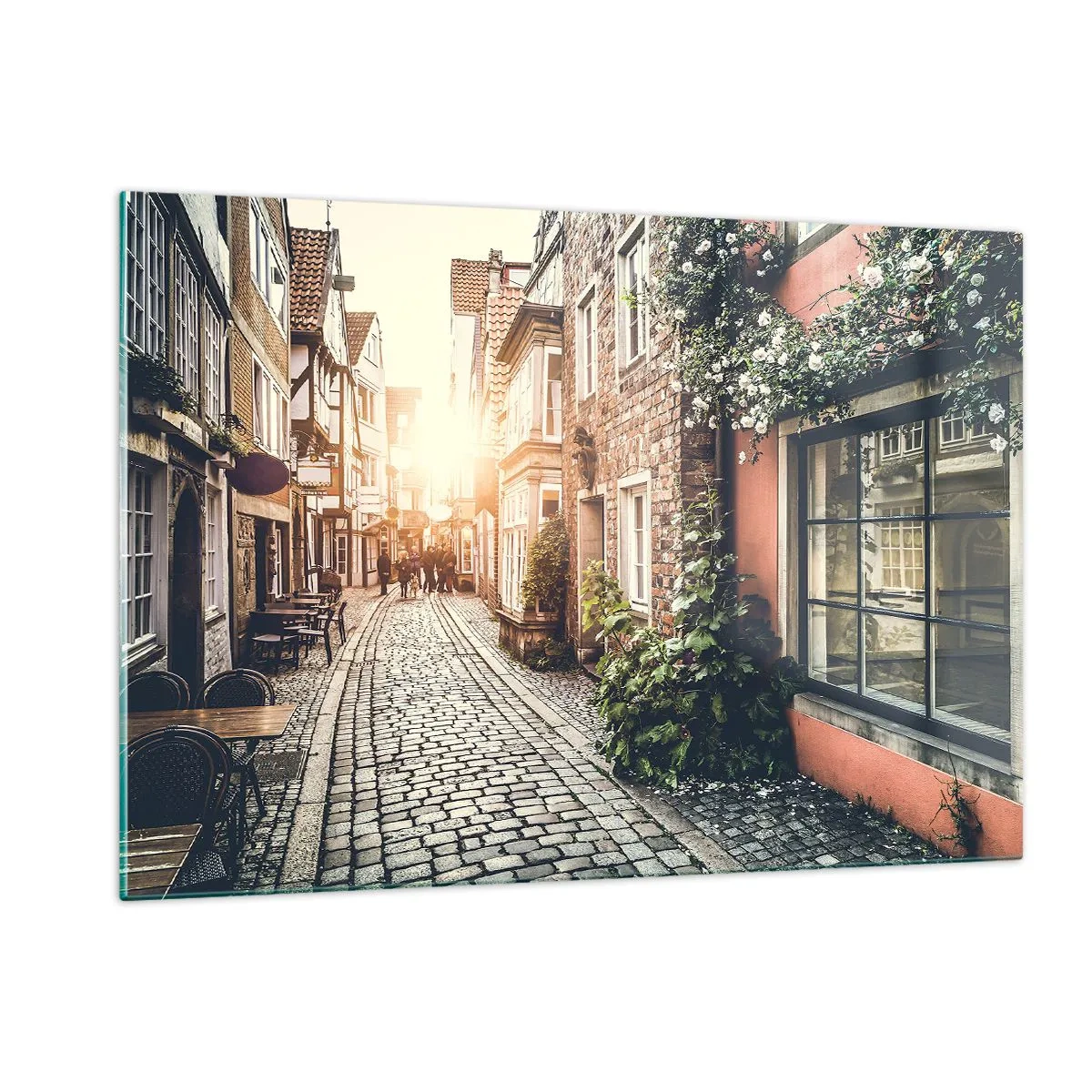 Quadro em vidro - Beco rosa em brilho rosa - 120x80 cm