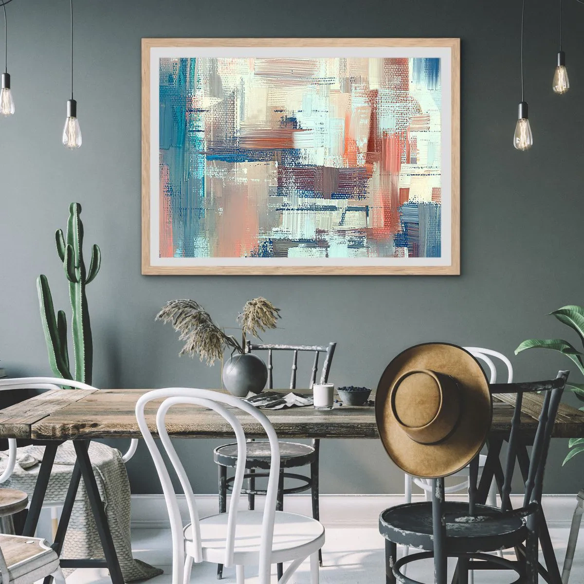 Pôster com moldura de carvalho claro - Alcance a luz - 70x50 cm