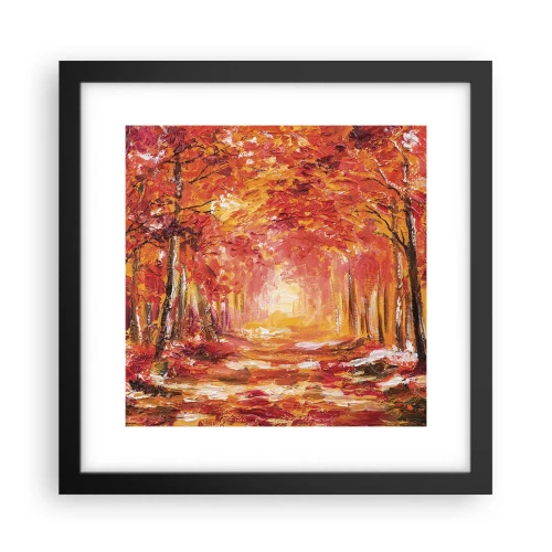 Pôster com moldura preta - Floresta de cobre - 30x30 cm