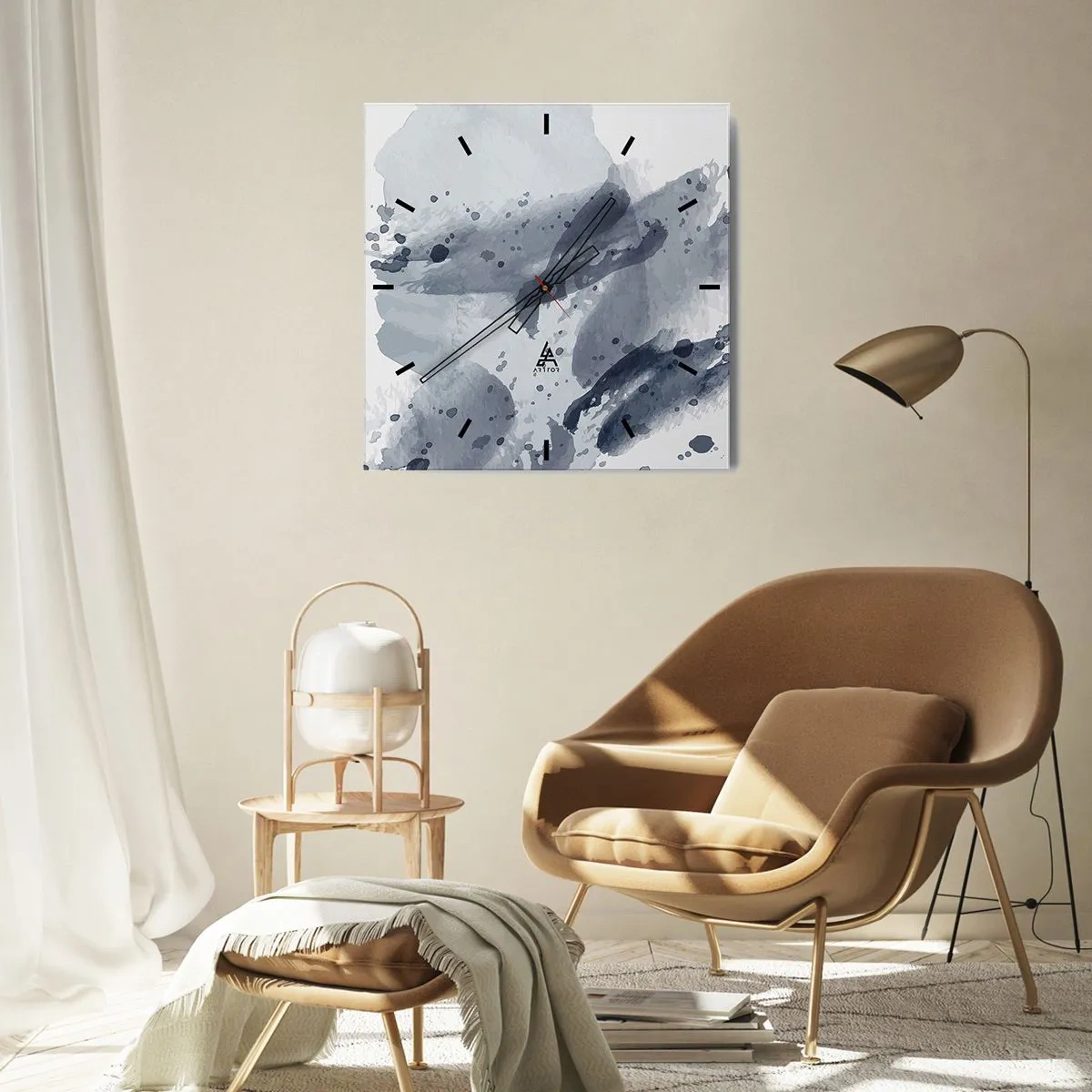 Relógio de parede - Relógio em vidro - Um estudo da natureza da água - 40x40 cm