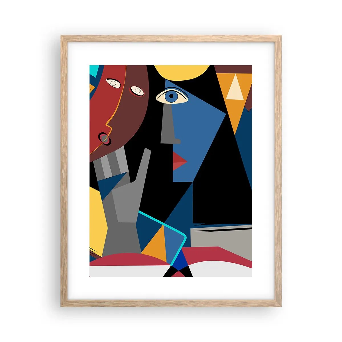 Pôster com moldura de carvalho claro - Uma conversa entre cubistas - 40x50 cm