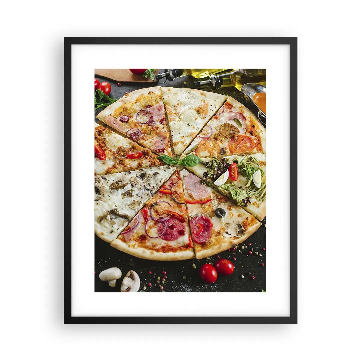 Pôster com moldura preta - Gama de sabores - 40x50 cm