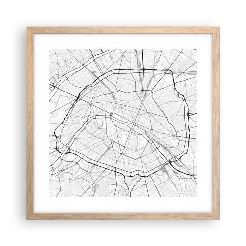 Pôster com moldura de carvalho claro - Flor de Paris - 40x40 cm