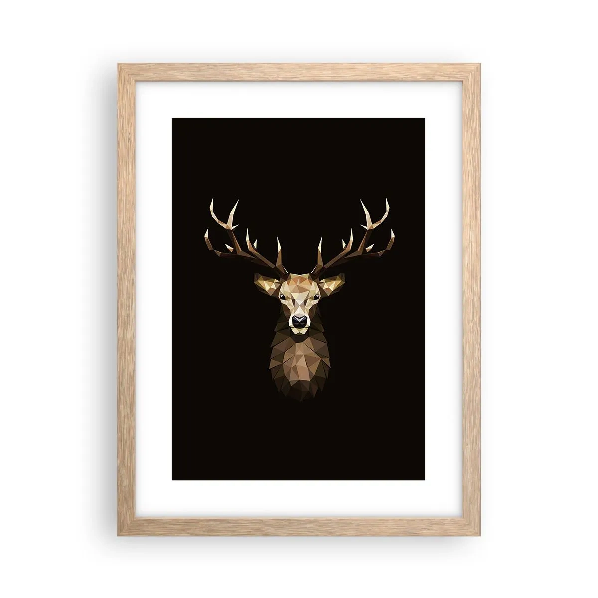 Pôster com moldura de carvalho claro - Veado cubista - 30x40 cm