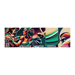 Amostra de papel de parede Premium Canvas - No ritmo do coração - Cubismo, Casal, Dança - 100x30 cm