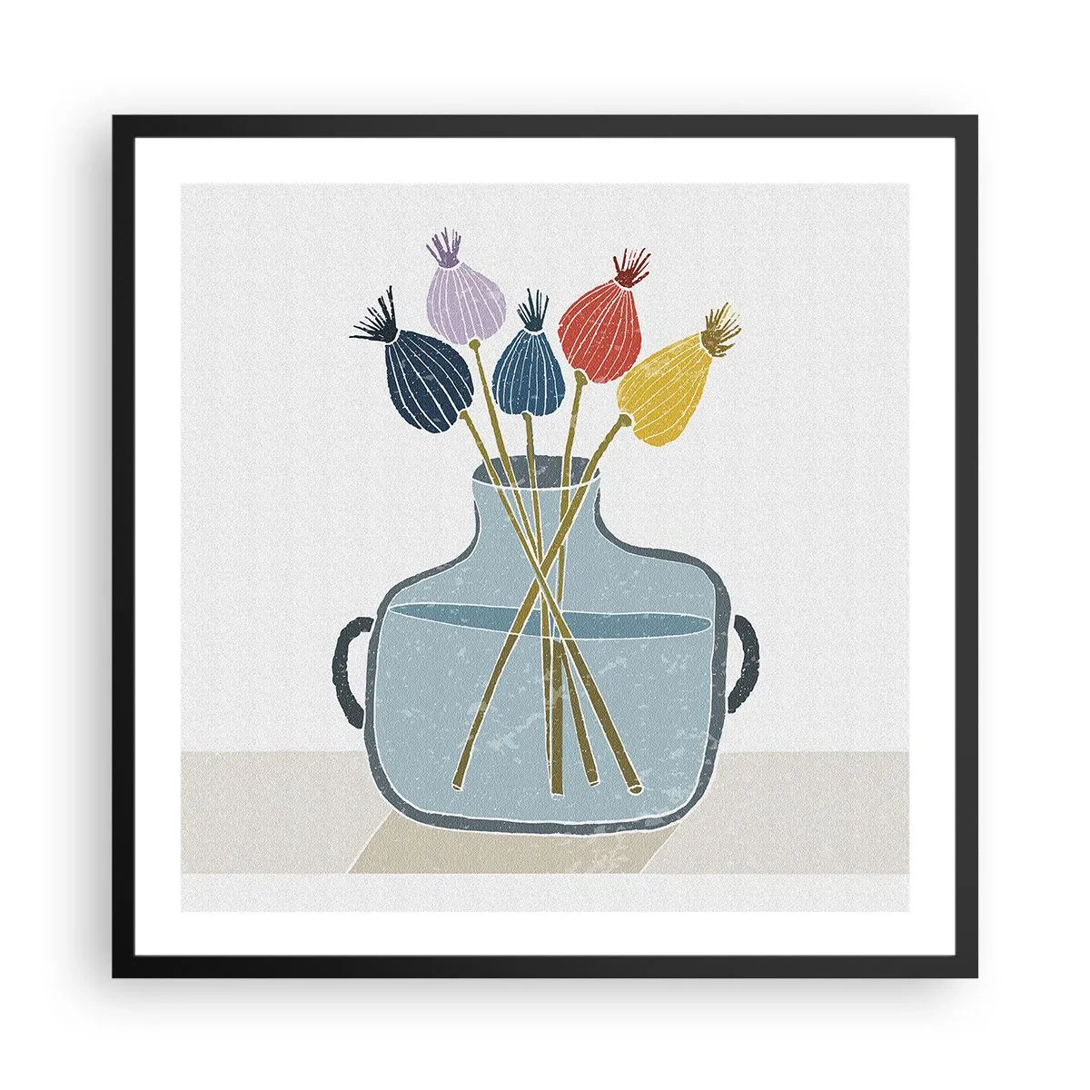 Pôster com moldura preta - Como semeou a papoula - 60x60 cm