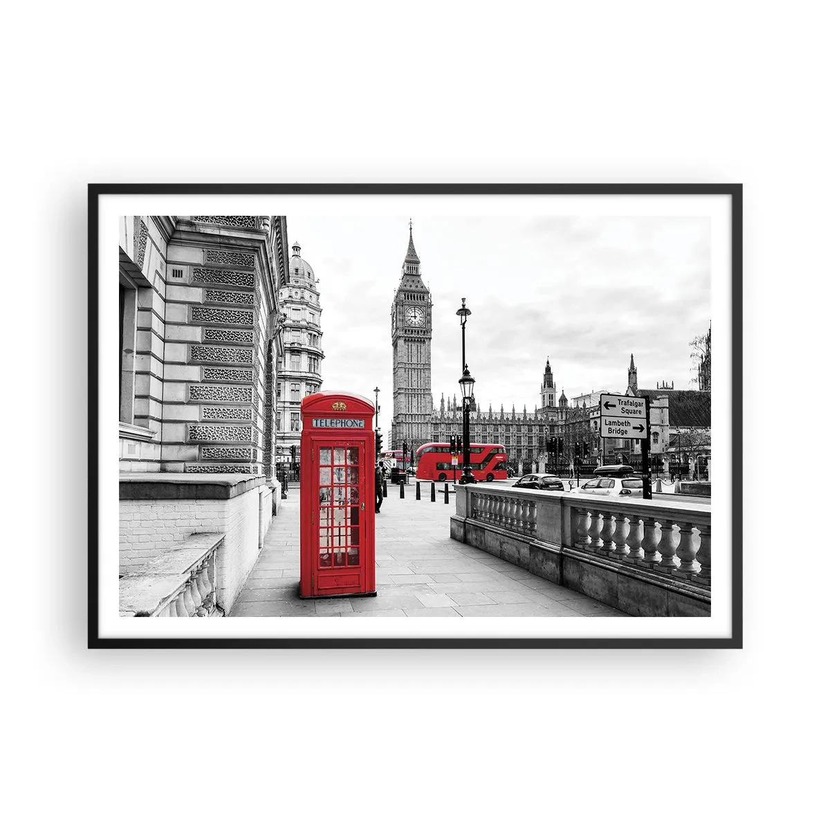 Pôster com moldura preta - Sem dúvida, Londres - 100x70 cm
