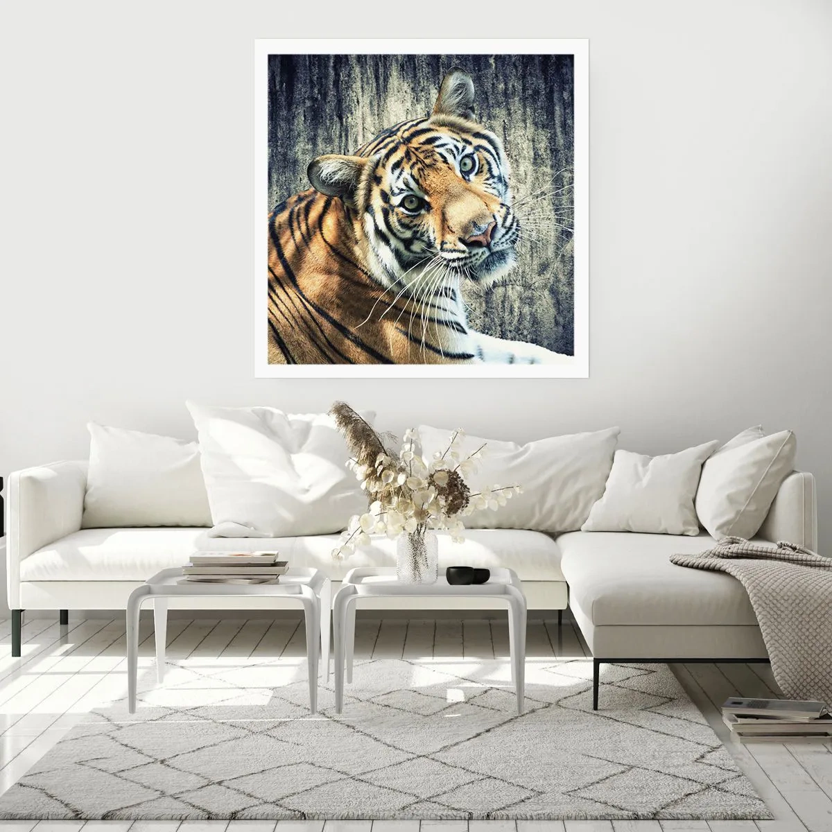 Pôster - Retrato em feixes de luz - 50x50 cm