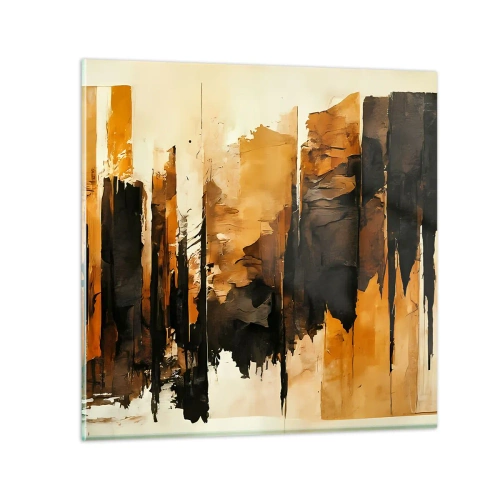 Quadro em vidro - Harmonia de preto e dourado - 30x30 cm