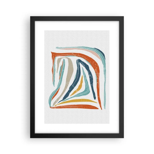 Pôster com moldura preta - Abstração com um sorriso amigável - 30x40 cm