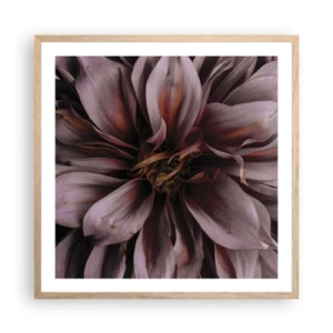 Pôster com moldura de carvalho claro - Coração de flor - 60x60 cm