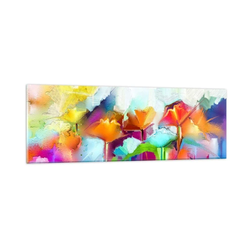 Quadro em vidro - O arco-íris floresceu - 90x30 cm