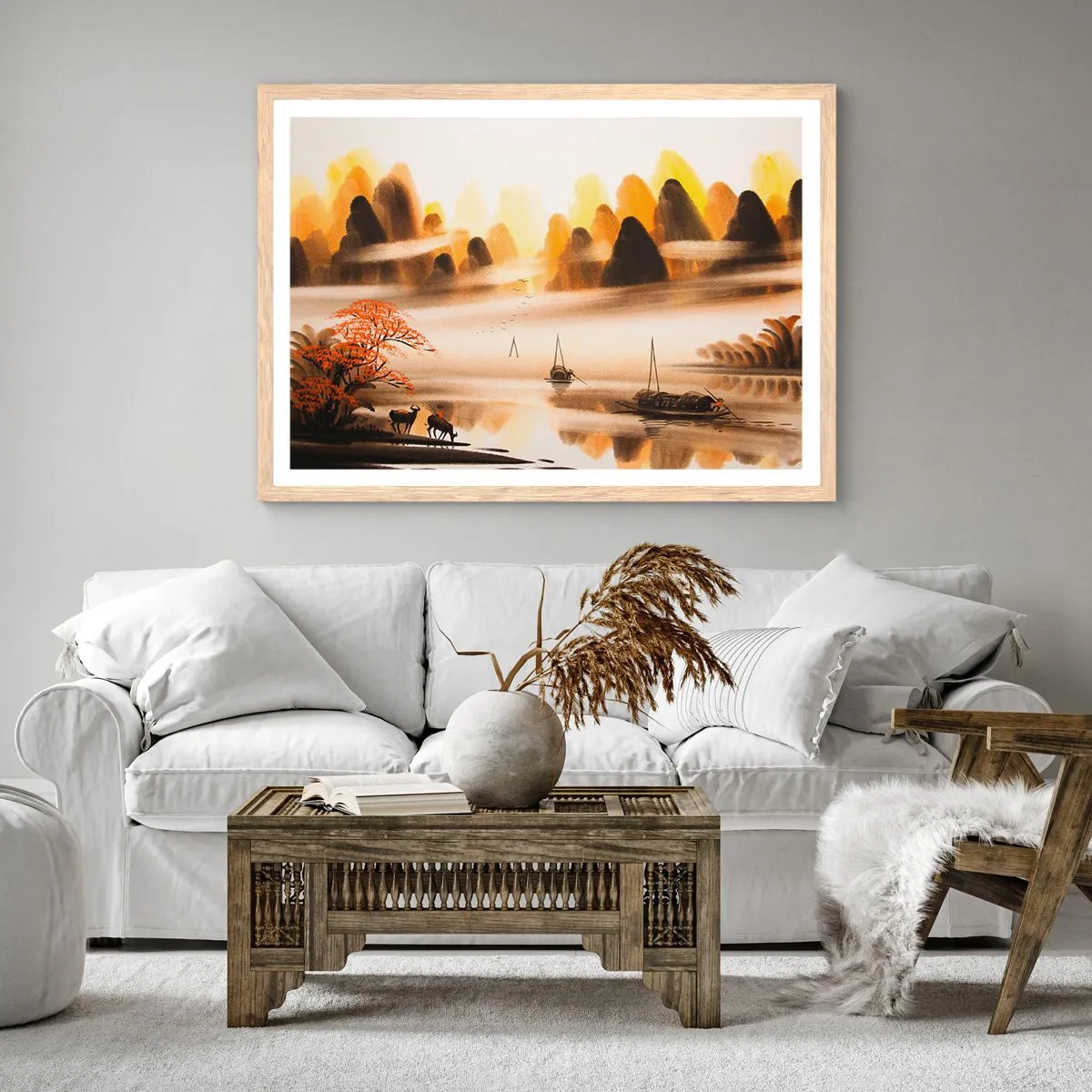 Pôster com moldura de carvalho claro - Além do Extremo Oriente - 70x50 cm