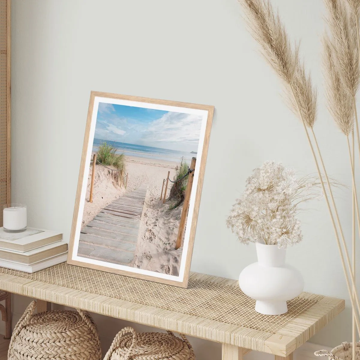 Pôster com moldura de carvalho claro - Pelo horizonte - 70x100 cm