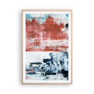 Pôster com moldura de carvalho claro - Meio a meio abstrato - 61x91 cm