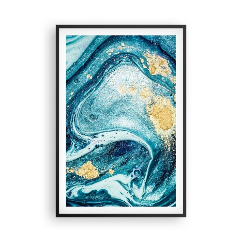 Pôster com moldura preta - Redemoinho azul - 61x91 cm