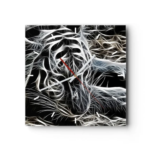 Relógio de parede - Relógio em vidro - Um estudo da leveza do gato - 30x30 cm