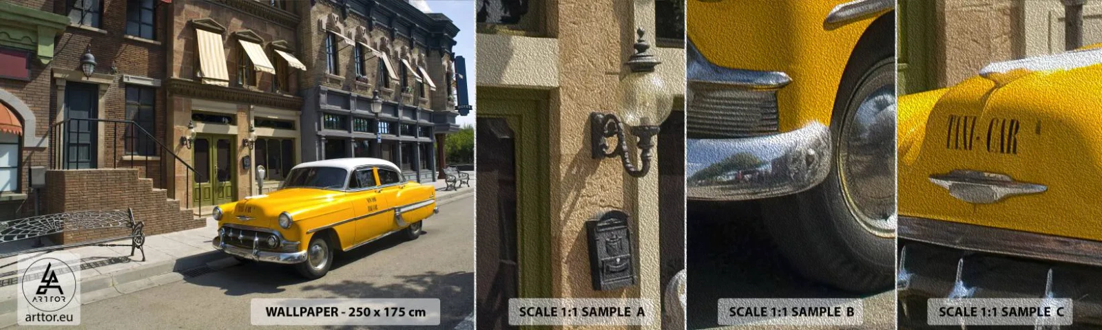 Amostra de papel de parede Premium Sand - Era uma vez na América - Cidade, Táxi, Nova Iorque - 100x30 cm