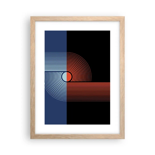 Pôster com moldura de carvalho claro - Num abraço geométrico - 30x40 cm