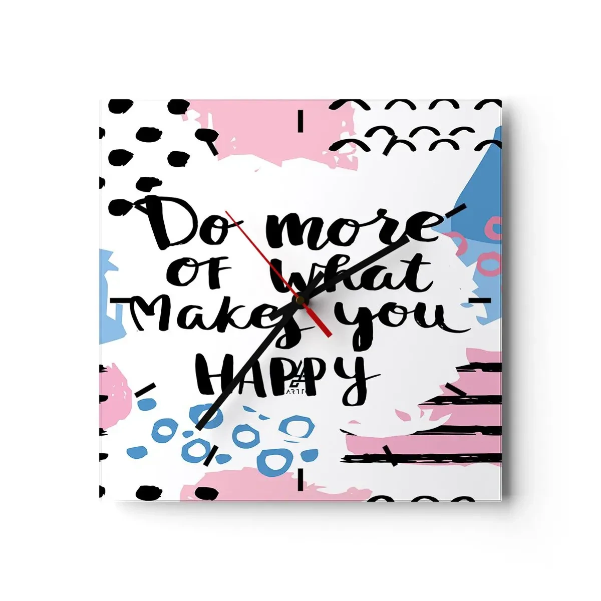 Relógio de parede - Relógio em vidro - Como ser feliz - 40x40 cm