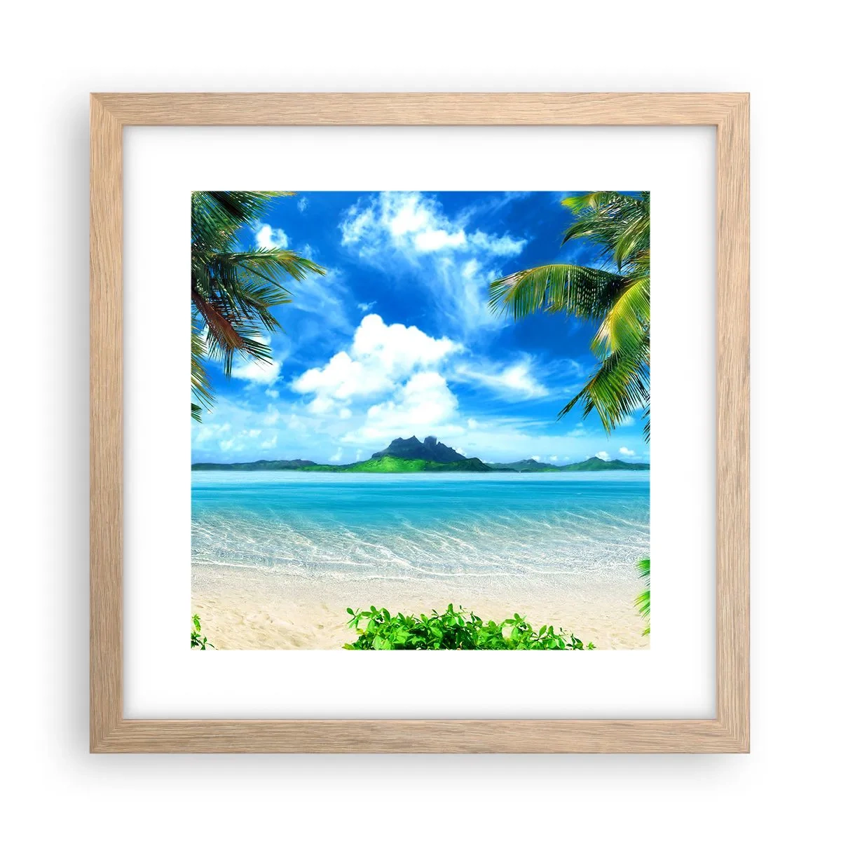 Pôster com moldura de carvalho claro - O azul dos trópicos - 30x30 cm