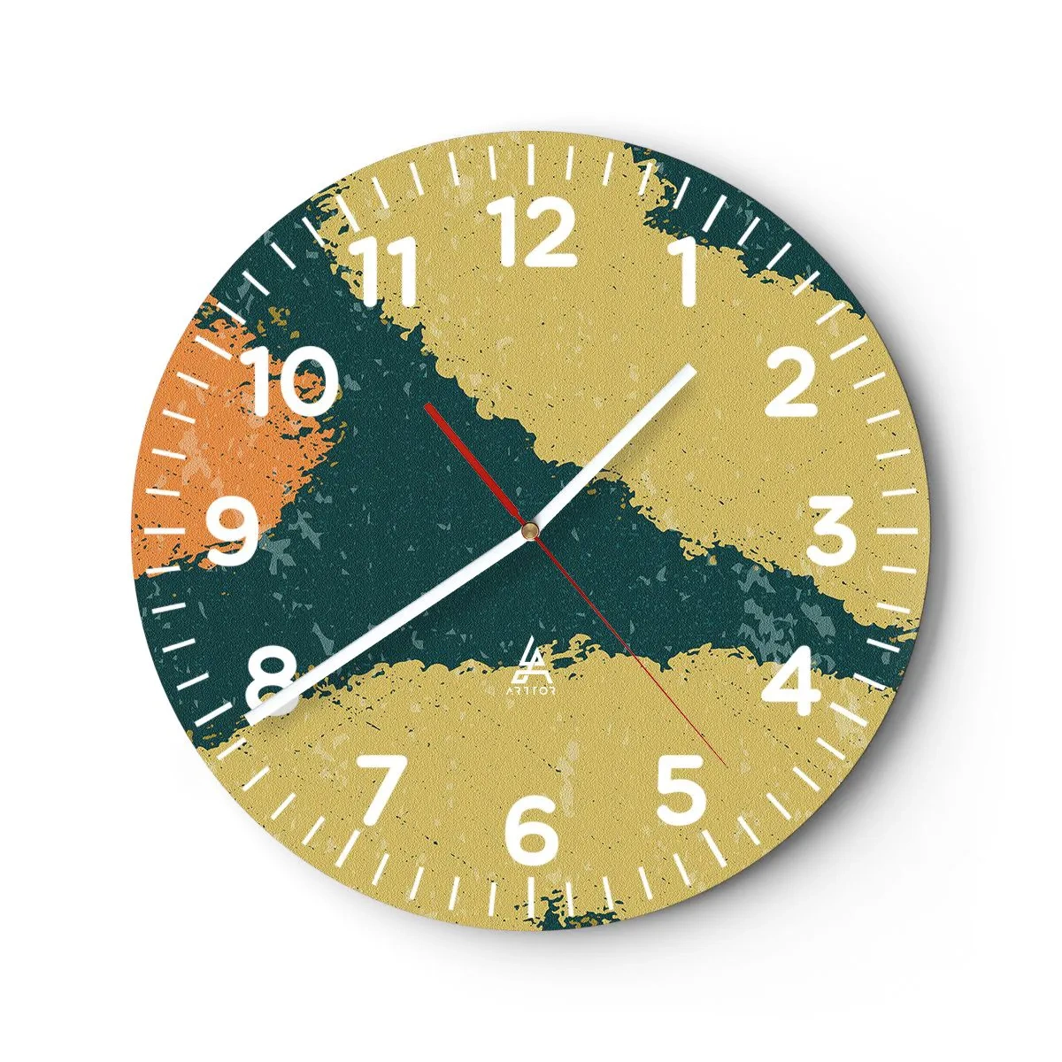 Relógio de parede - Relógio em vidro - Abstração – movimento lento - 30x30 cm