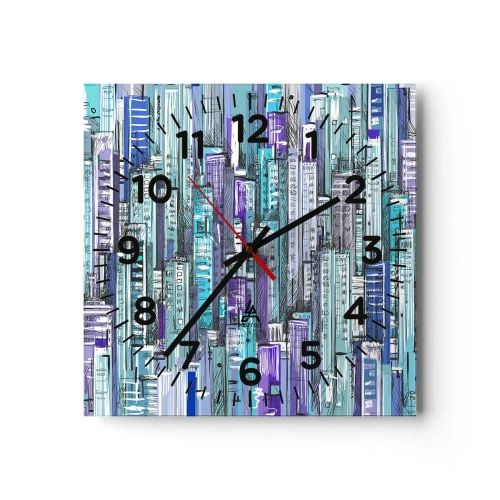 Relógio de parede - Relógio em vidro - Azul do céu - 30x30 cm