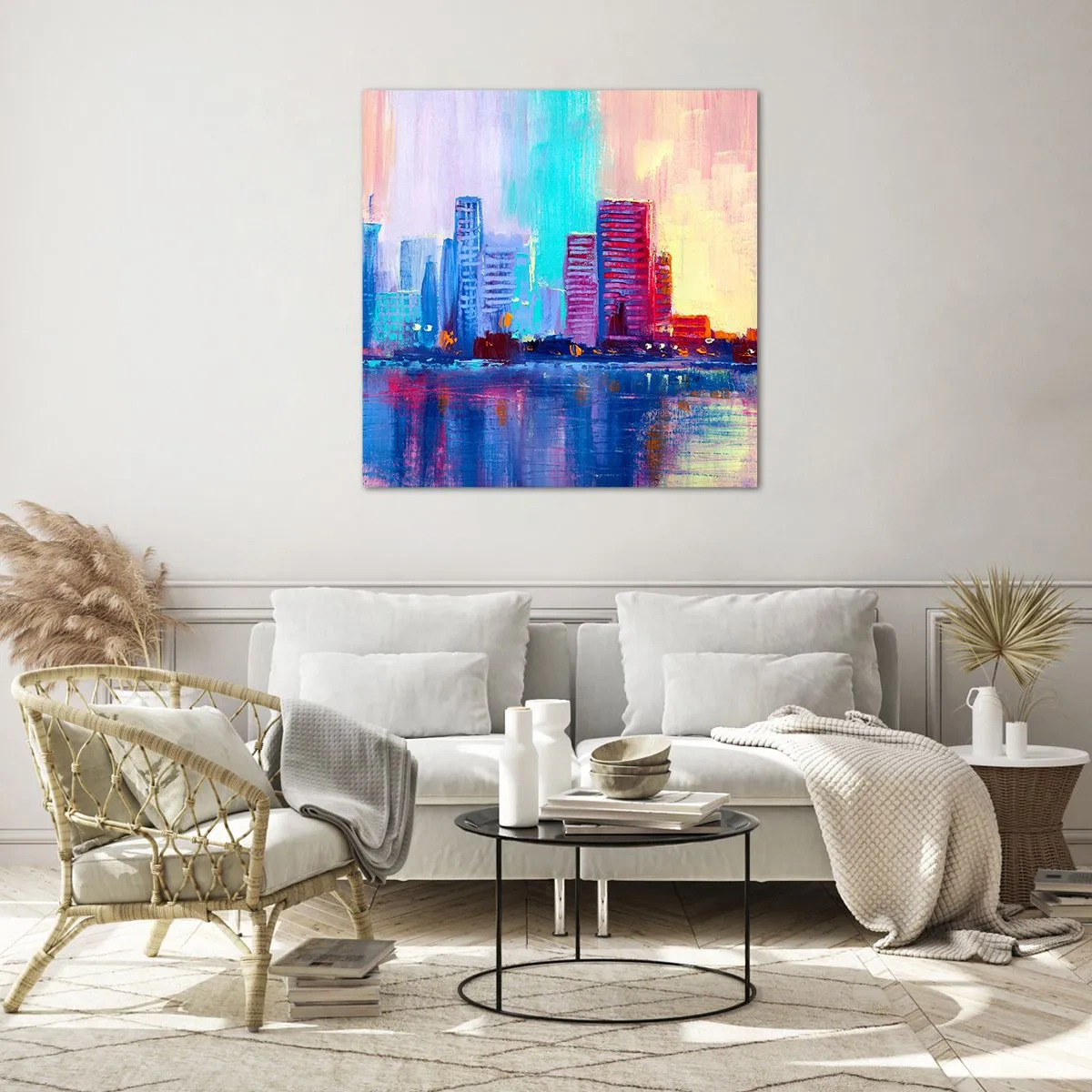 Quadro em vidro - Banhada em cores - 50x50 cm