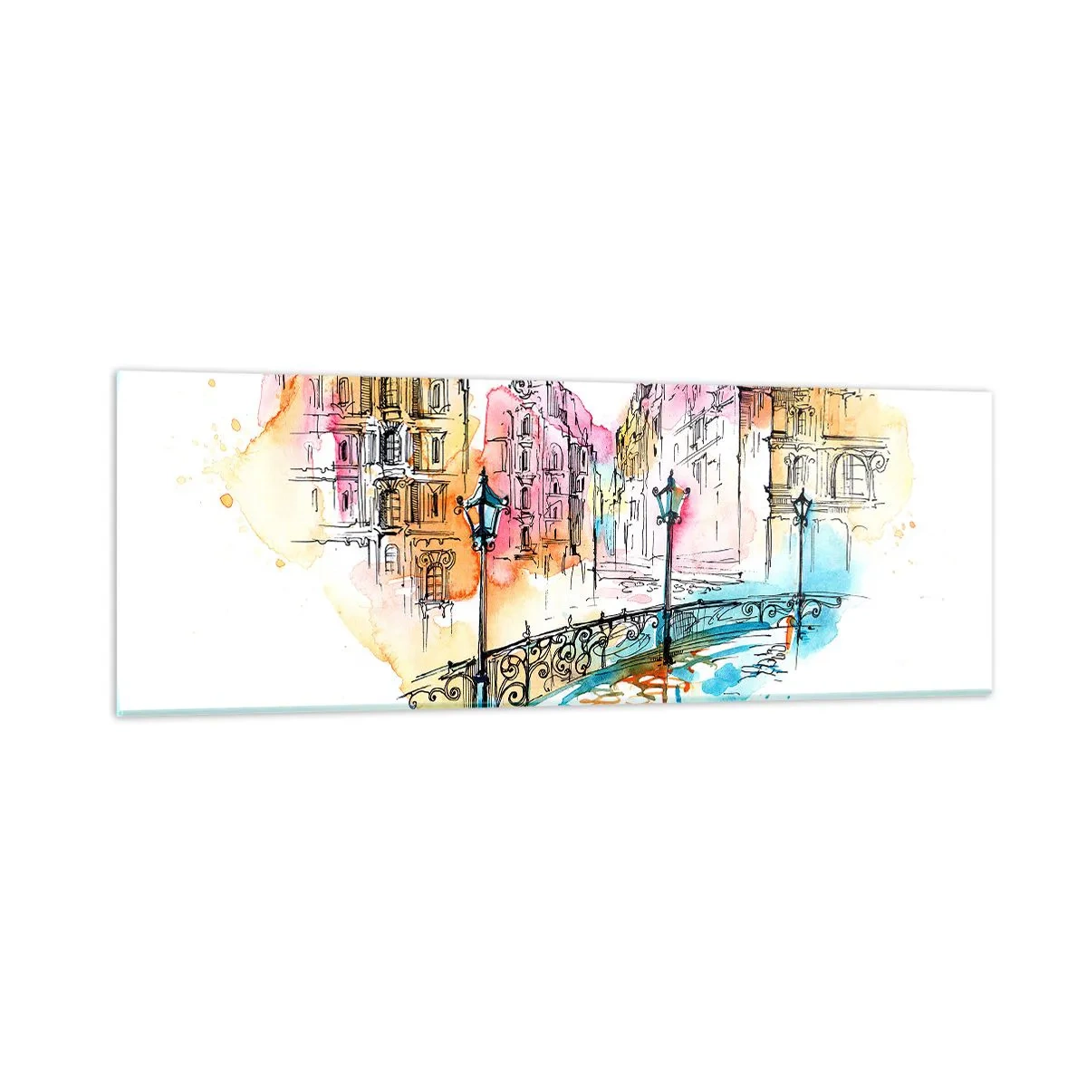 Quadro em vidro - O coração da cidade - 90x30 cm