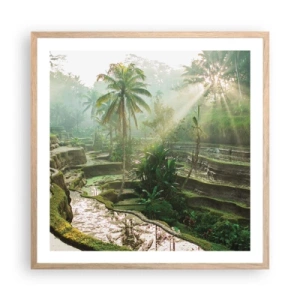 Pôster com moldura de carvalho claro - Crescer ao sol - 60x60 cm