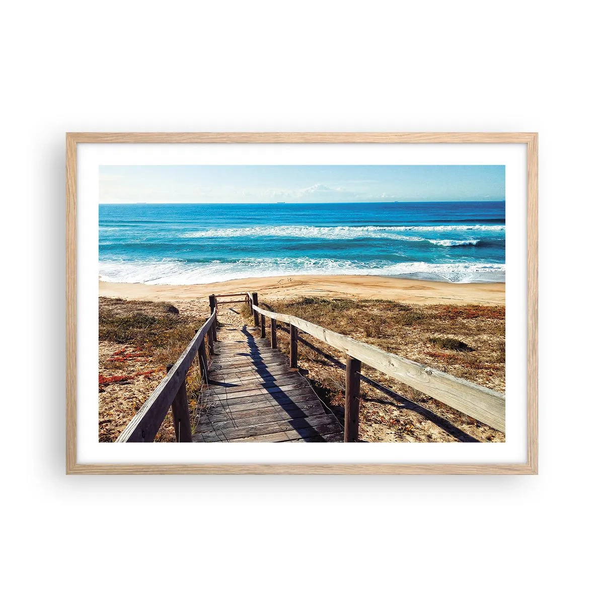 Pôster com moldura de carvalho claro - Corra! - 70x50 cm