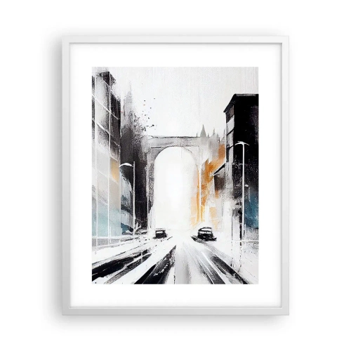 Pôster em moldura branca - Estudo da cidade: arquitetura e movimento - 40x50 cm