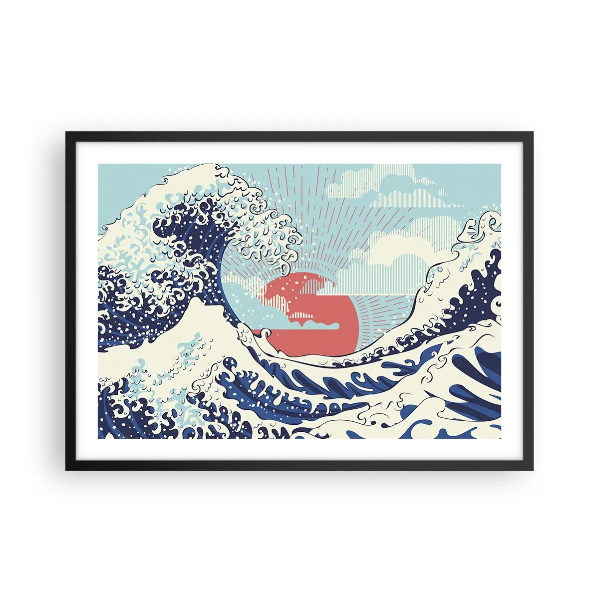 Pôster com moldura preta - Das inspirações japonesas - 70x50 cm