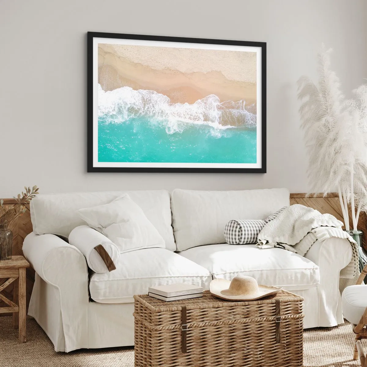 Pôster com moldura preta - Toque carinhoso - 91x61 cm