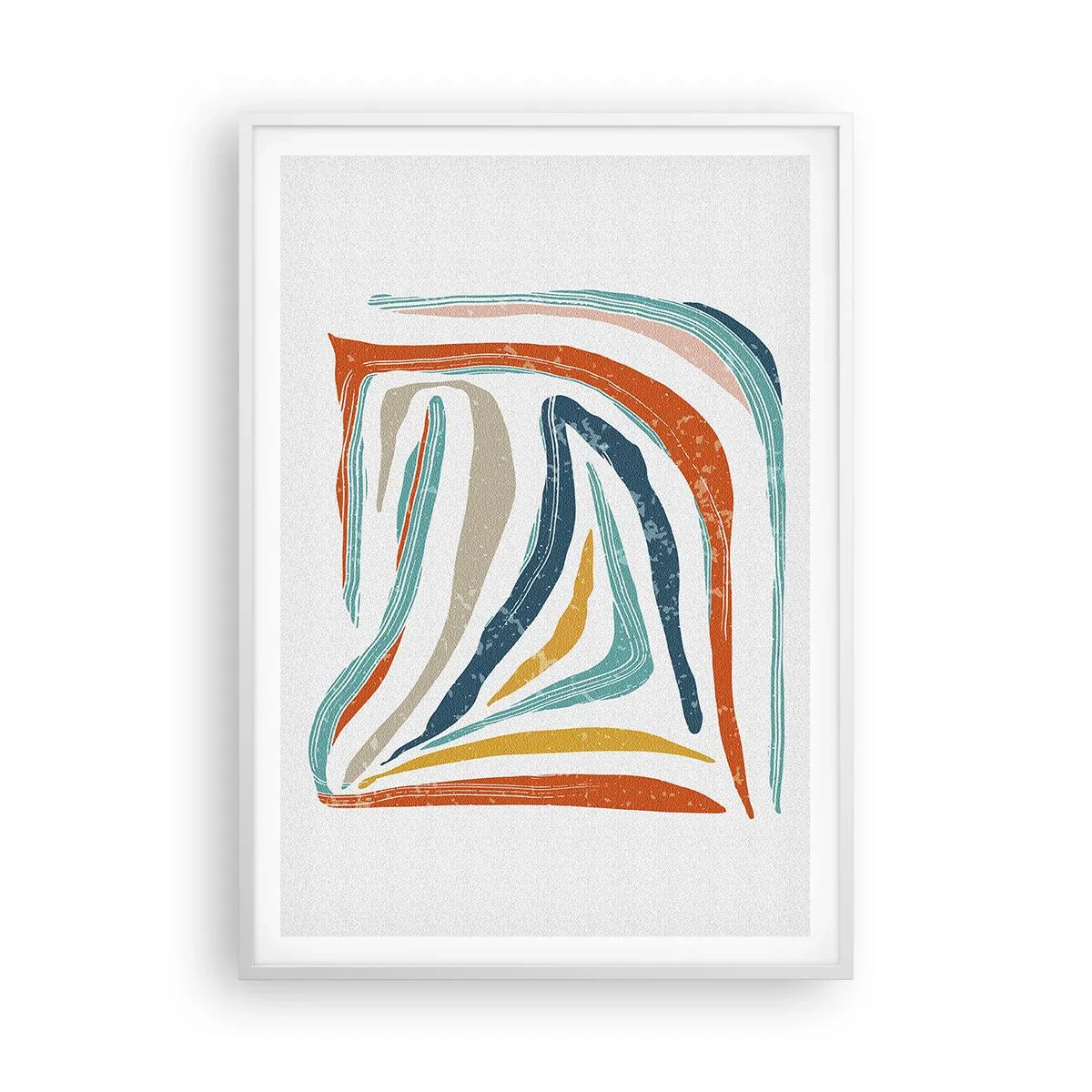 Pôster em moldura branca - Abstração com um sorriso amigável - 70x100 cm