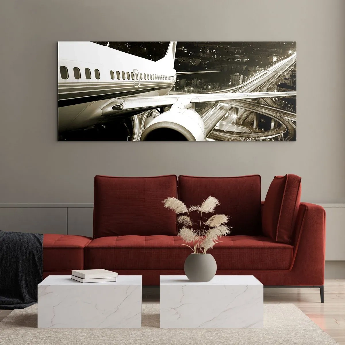 Quadro em vidro - Voar para a noite - 90x30 cm