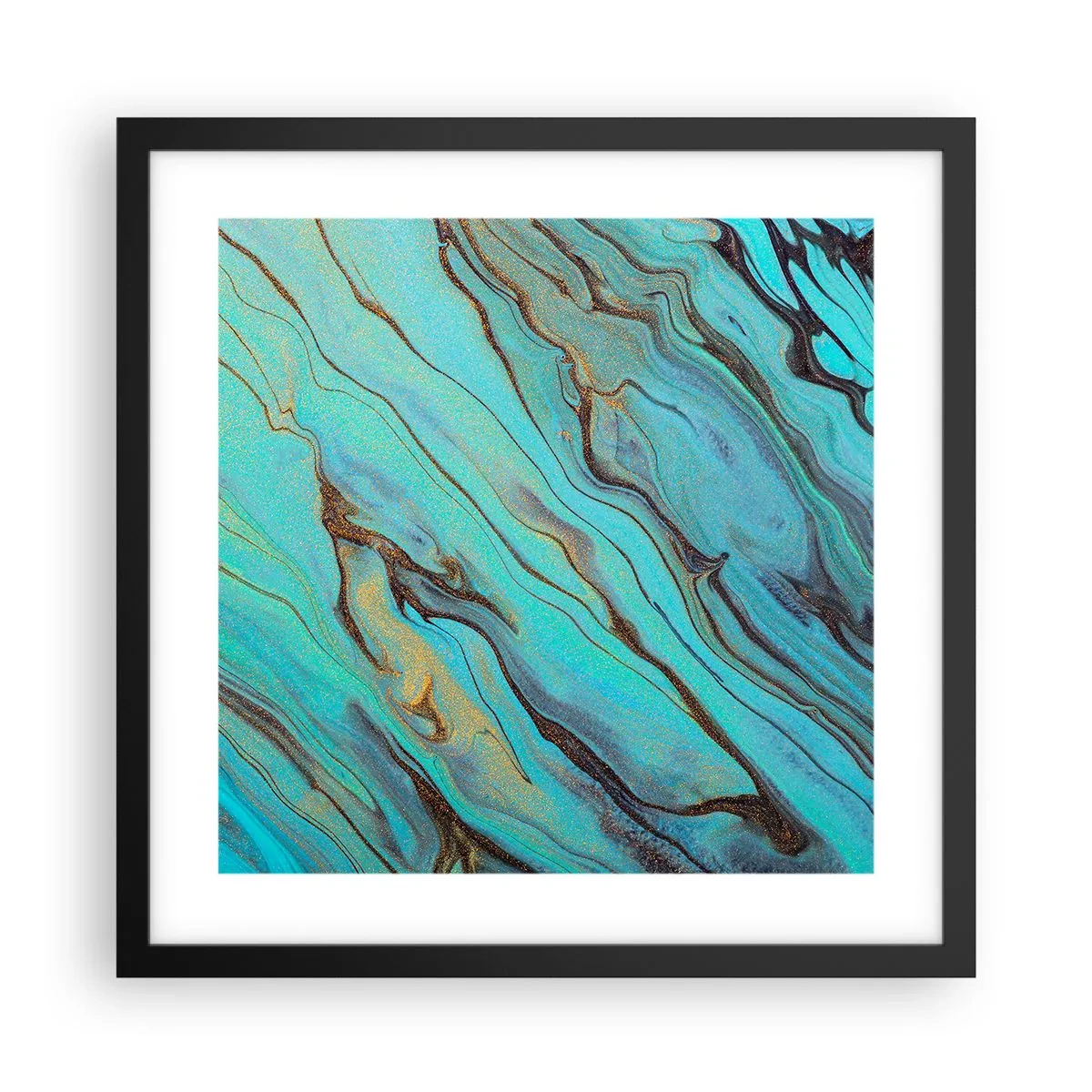 Pôster com moldura preta - Maré Turquesa - 40x40 cm